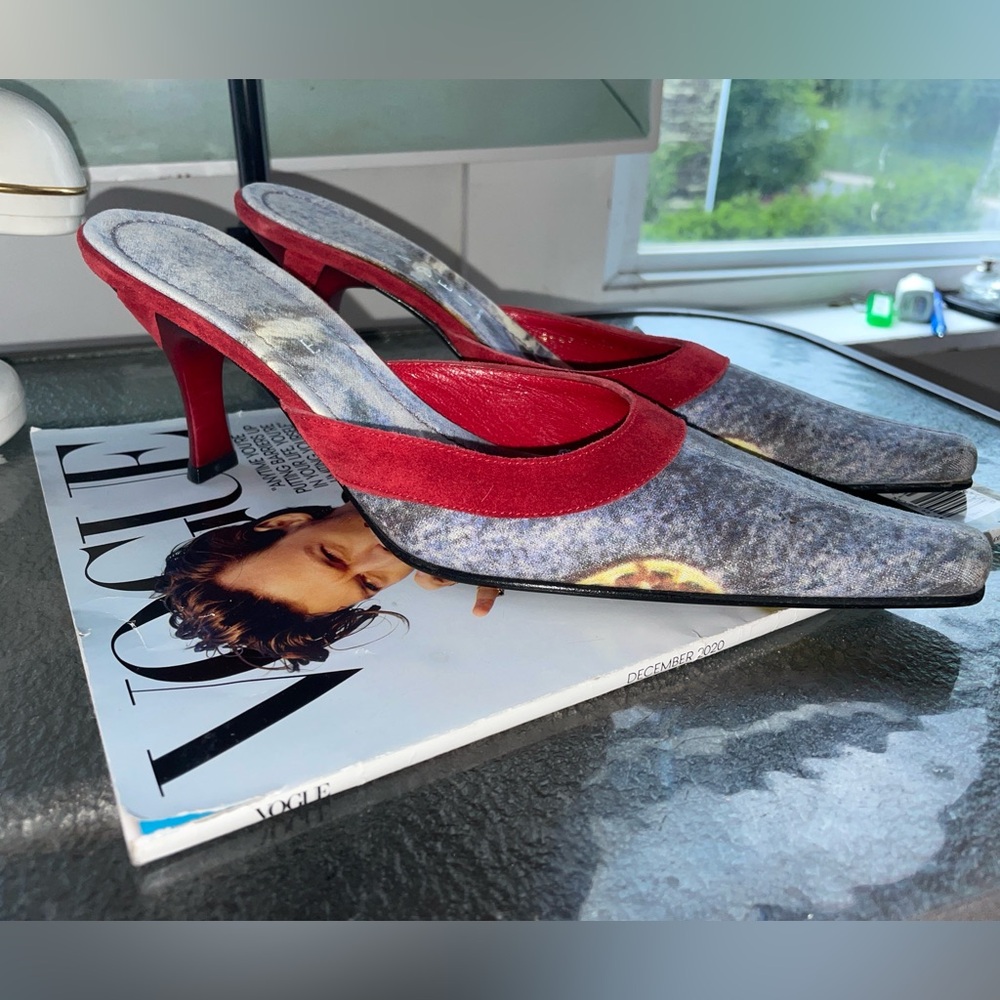 Casadei Red and Gray Heels for a Bold Statement